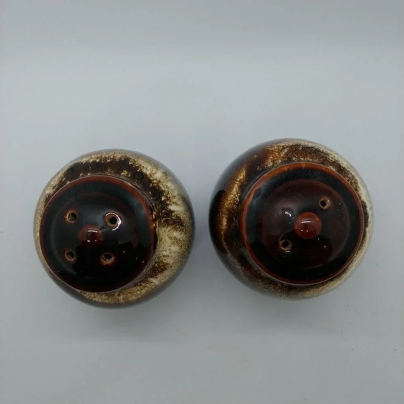 Vintage Salt & Pepper Brown/Cream Drip Glaze - Picture 3 of 4